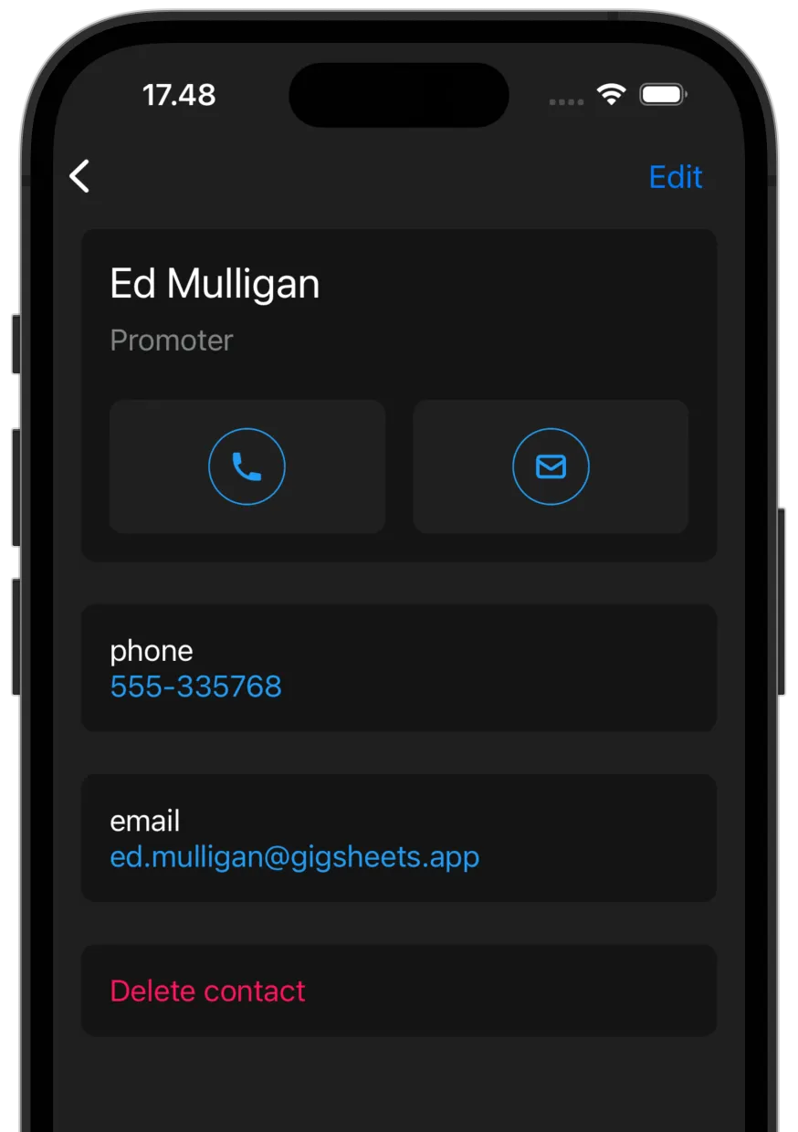 Edit venue contacts