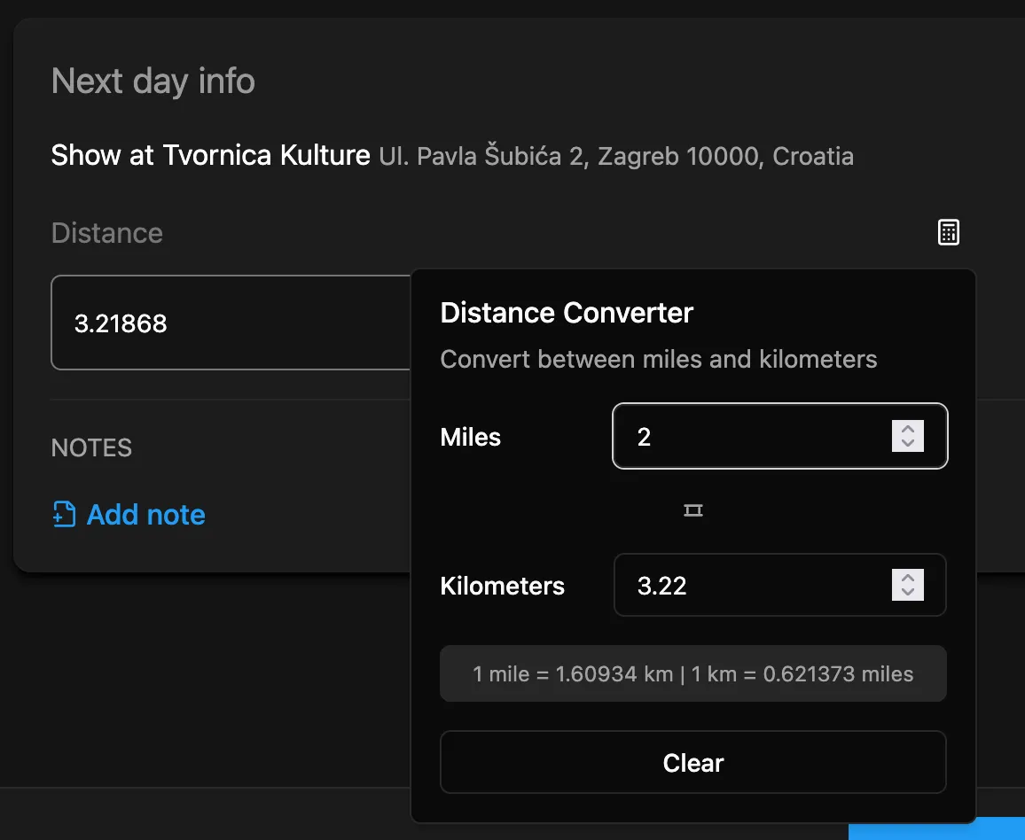 Miles/km converter