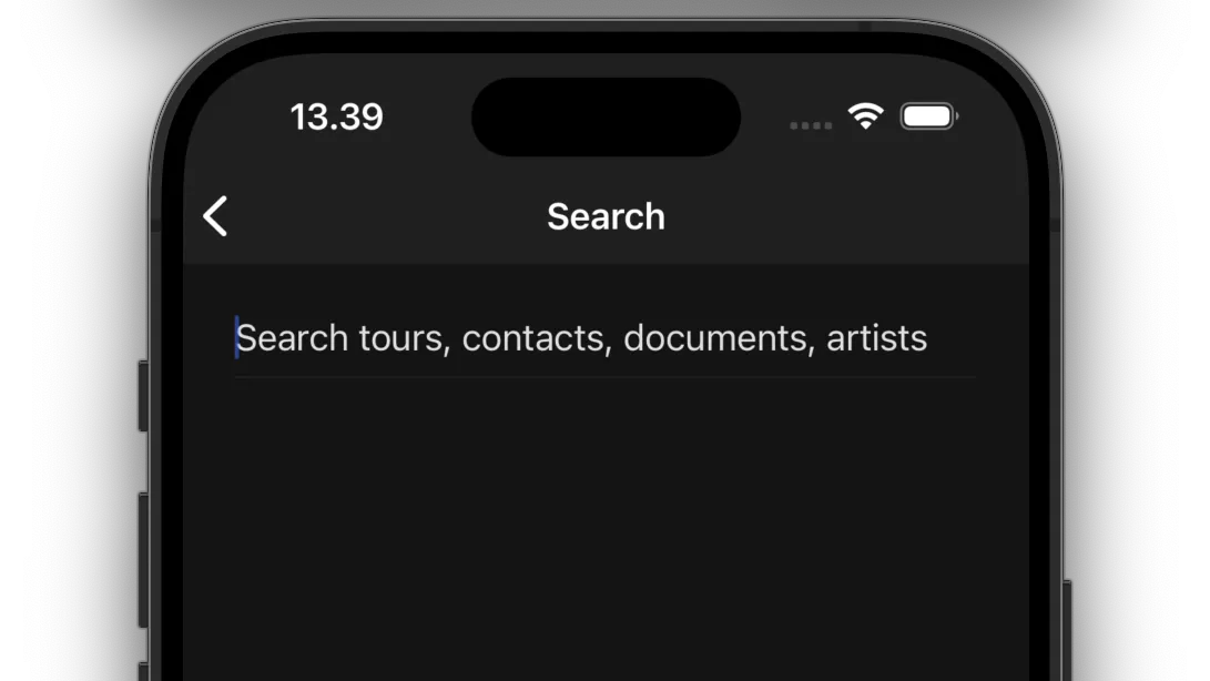 Search in mobile app