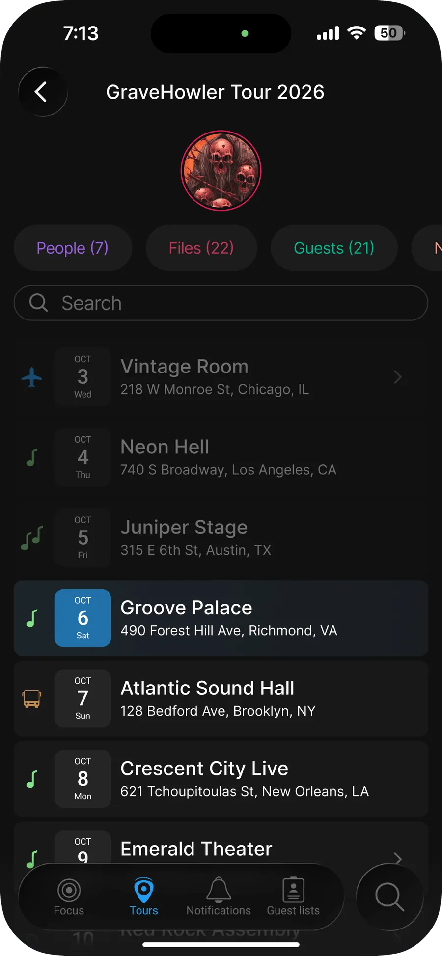 Tour overview.