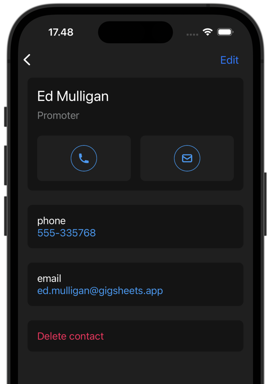Edit venue contacts