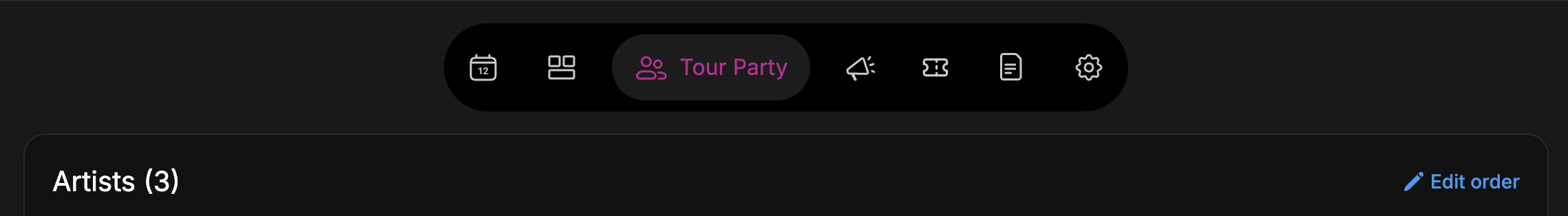 Tour Party / Edit order